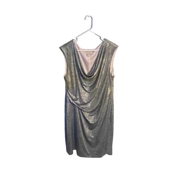 Silver House of CB Dress Shiny Draped Women’s 16 - Picture 1 of 7